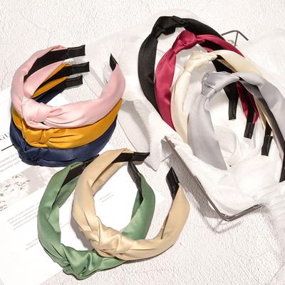 Mode Damen- und Mädchen-Stirnbänder Weiche Satin-Haarbänder mit Knoten in der Mitte für Damen Haarreifen Accessoire