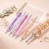 5Pcs Nail Art Dotting Pen Set, Glitter Handle Double End Dotting Drill Painting Pen, Crystal Rod Manicure Tools