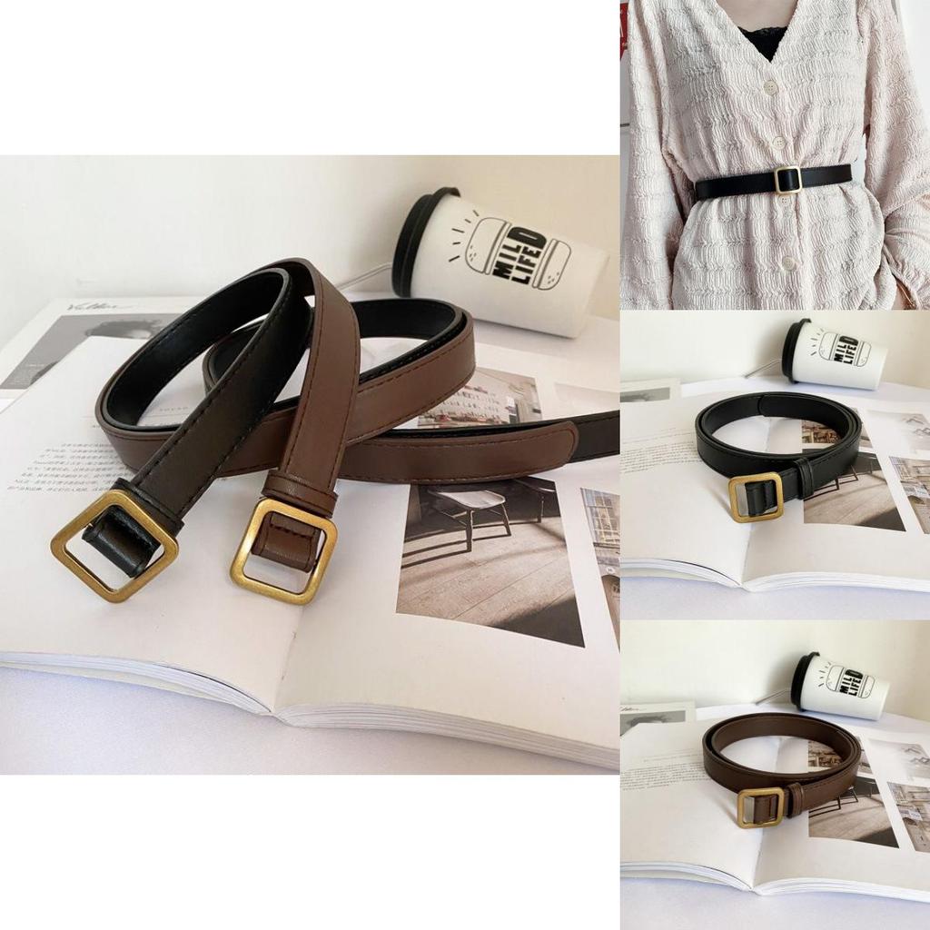 Stylish Womens Pu Belt With Vintage Square Buckle Available In Black And Brown For Fall 2023