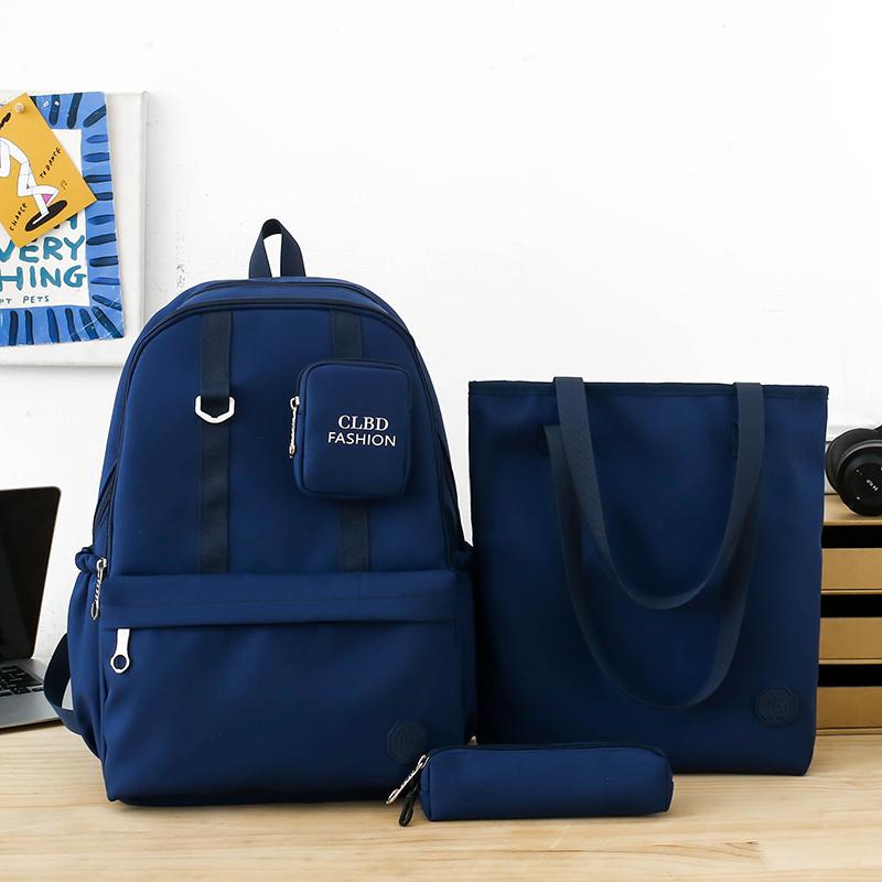 Women's Three-Piece Nylon Backpack Large Capacity Campus Splicing Schoolbag Backpack