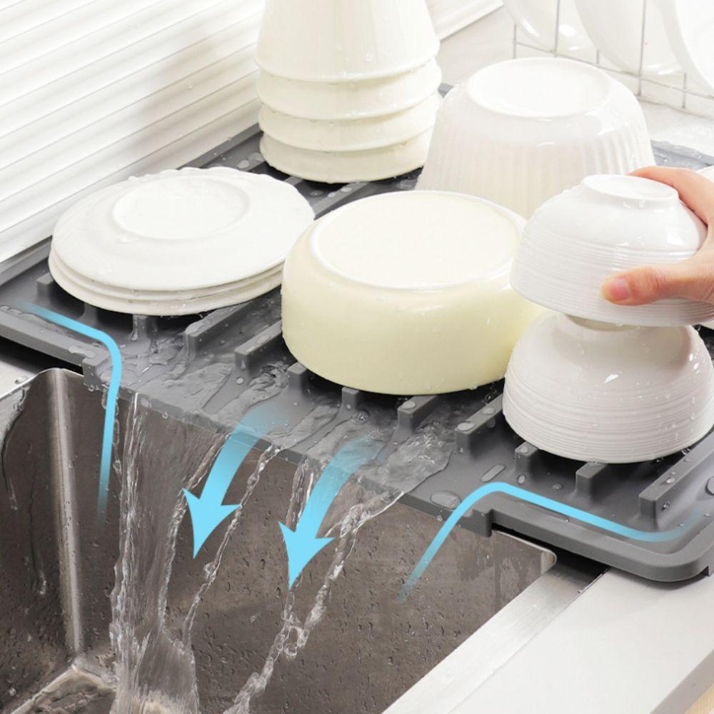 Non-slip Silicone Dish Drying Mat Heat Resistant Pot Holder Kitchen Sink Drain Pad  Counter Top
