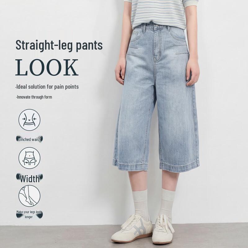 FivePlus Women s Retro Washed High Waist Cropped Jeans L