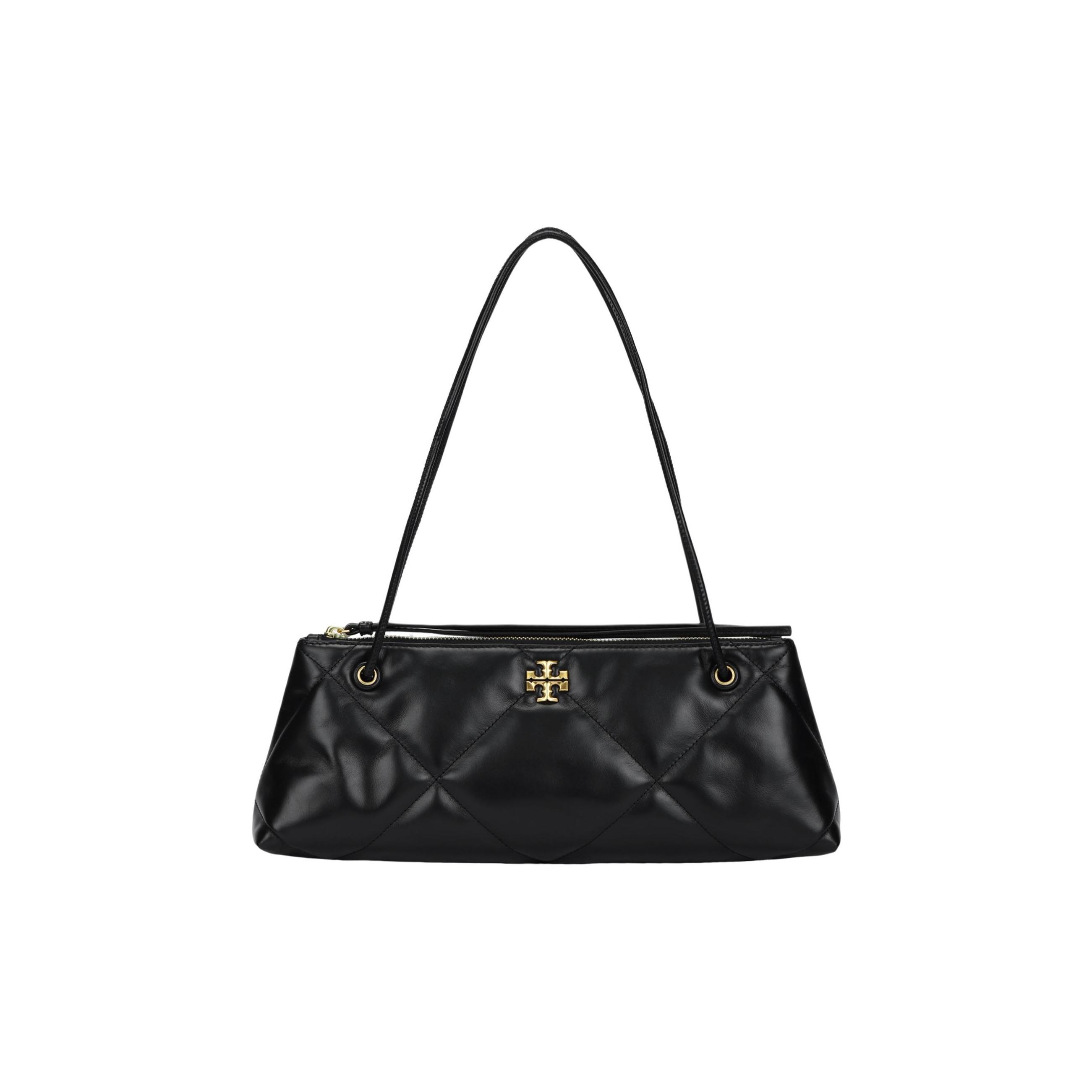 

Tory Burch Kira Diamond Quilted Metal Logo Zipper Closure Leather Shoulder Bag Women shoulder bag Black 167009-001 Basic Set (Bag+Dust Bag)