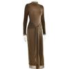 Abito da Donna alla Moda di Alta Gamma a Maniche Lunghe con Scollo Rotondo Slim Fit per Autunno Inverno Abito Lungo da Donna per Strada Spiaggia Festa