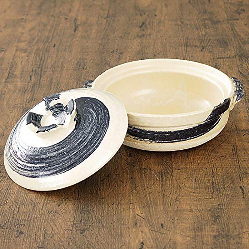 Minosarara Heat-Resistant Gothic Brushed Deep Earthenware Pot, Size 6, for One Person, Made in Japan, Banko Ware