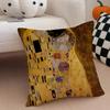 K-Klimt Kunst Meisterwerk Kissenbezug Überwurf Kissenbezug Versteckter Knopf Langlebiges Polyester Stuhlkissen