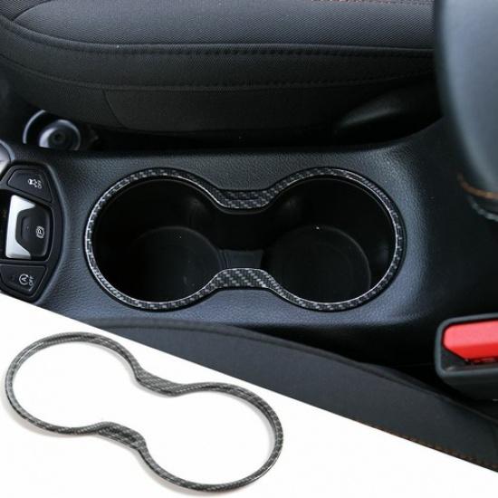Front Cup Holder Cover Trim Decor Frame for For Jeep Compass 2017+ Carbon Fiber