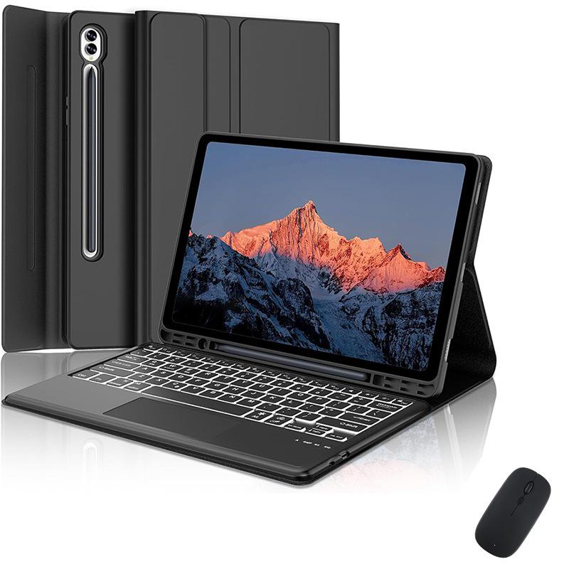 Samsung Tablet S9 FE Plus 12.4" RGB Backlit Touch Keyboard & Leather Protective Case