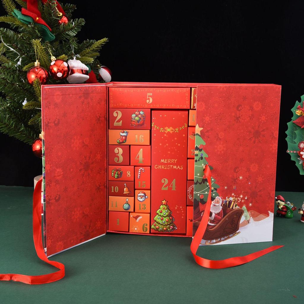 Kreativní skládací dárková krabička adventního kalendáře s dvojitými dvířky