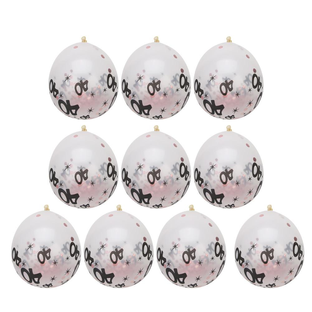 10Pcs Latex Transparent Balloon with Nnumber 40 Pattern for Birthday Party Wedding Anniversary Decorate