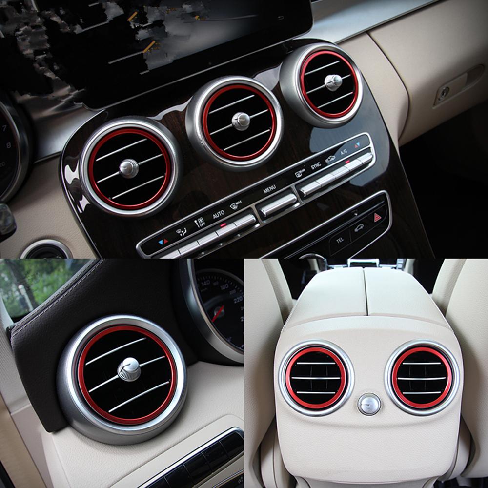 Dekorační kroužek výdechu klimatizace pro Mercedes Benz GLC Třída C C200 C220 C300 GLC250 MB X253 W205 Panel klimatizace Dekorace výdechu Kryt Samolepka