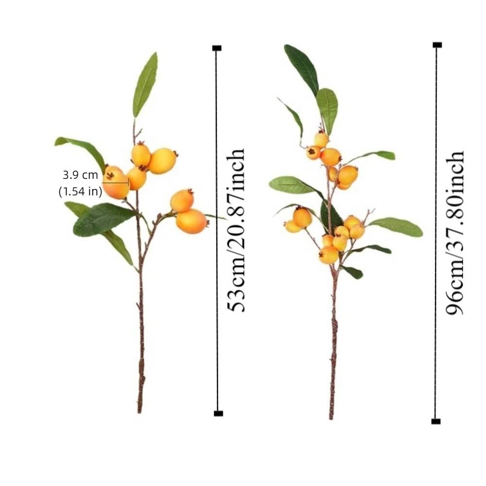 Luxury Artificial Loquat Fruit Branch Faux Loquat Fake Plants Simulation Fruit Tree  Gift