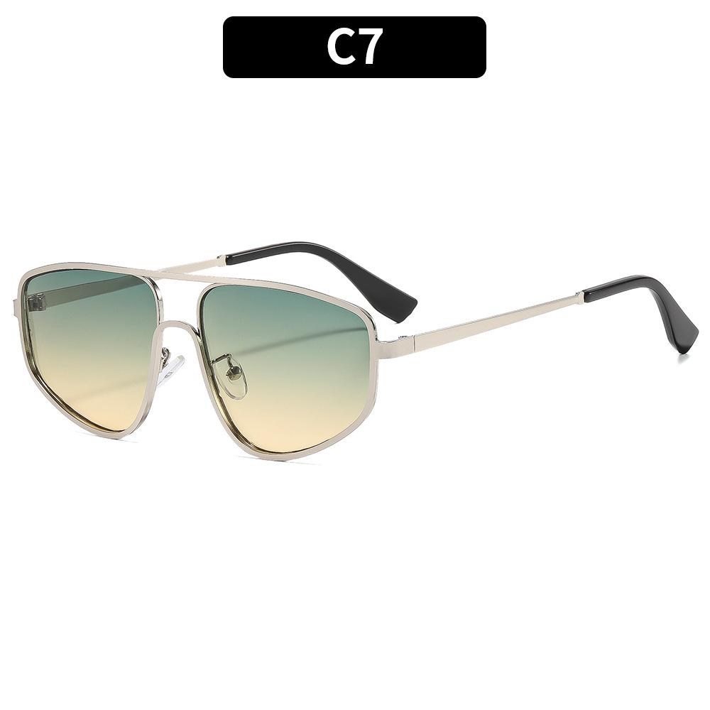 European and American fashion new double-beam metal retro sunglasses, personalized versatile street sunglasses, high-end trendy glasses