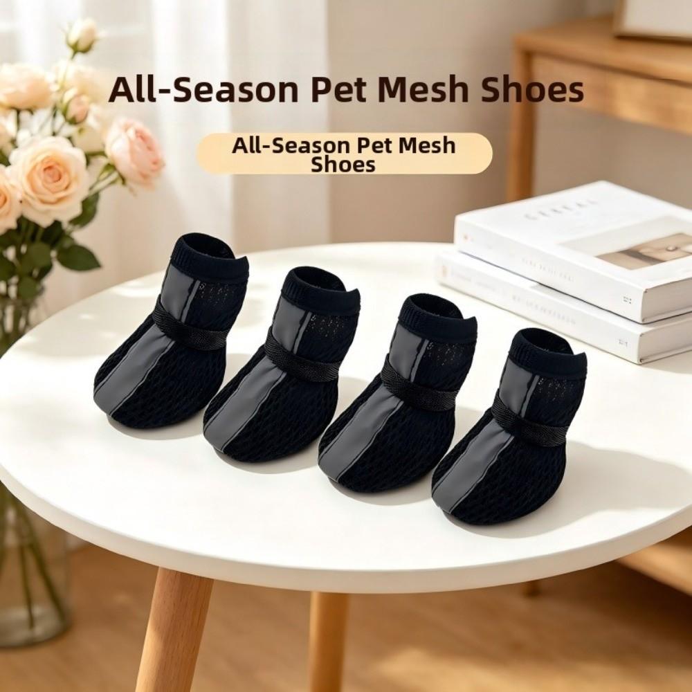 4PCS/SET Breathable Pet Booties Non-slip Pet Paw Protector Mesh Dog Shoes Outdoor Use