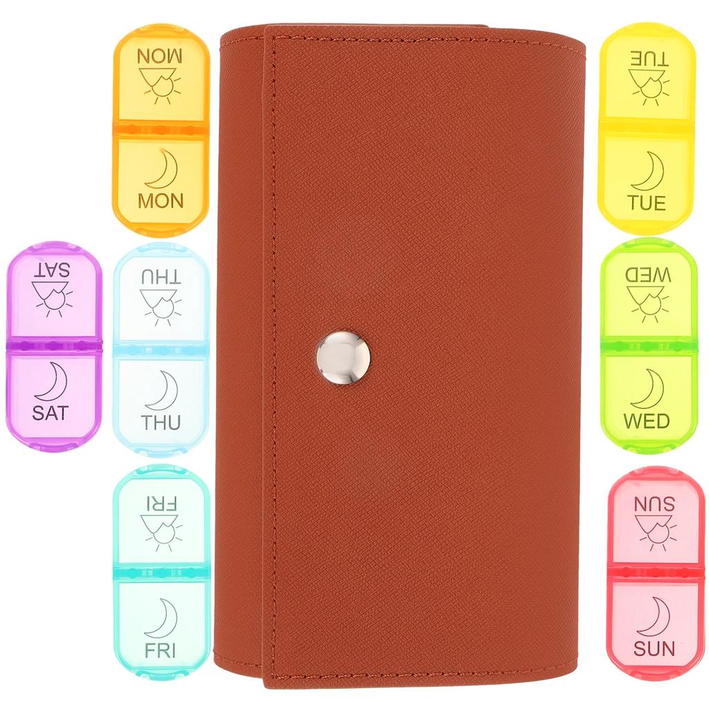 Medicine 14 Compartment Pill Box Storage Box Portable Plastic Container Box 7 Days Weekly Morning And Evening Travel Pill Box