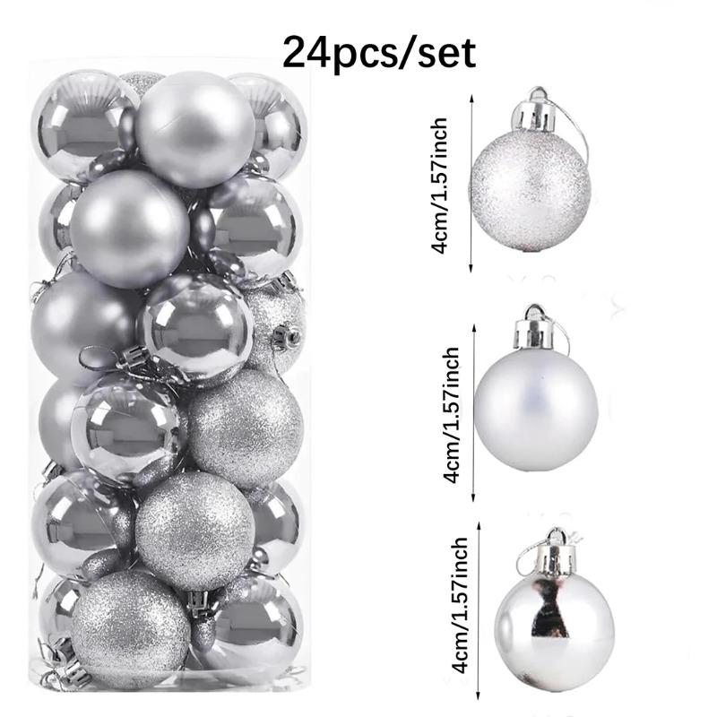4Cm Christmas Balls Ornaments 24Pc Green Colorful Shatterproof Christmas Tree Diy Decoration Hanging Ball For Xmas Party Wedding