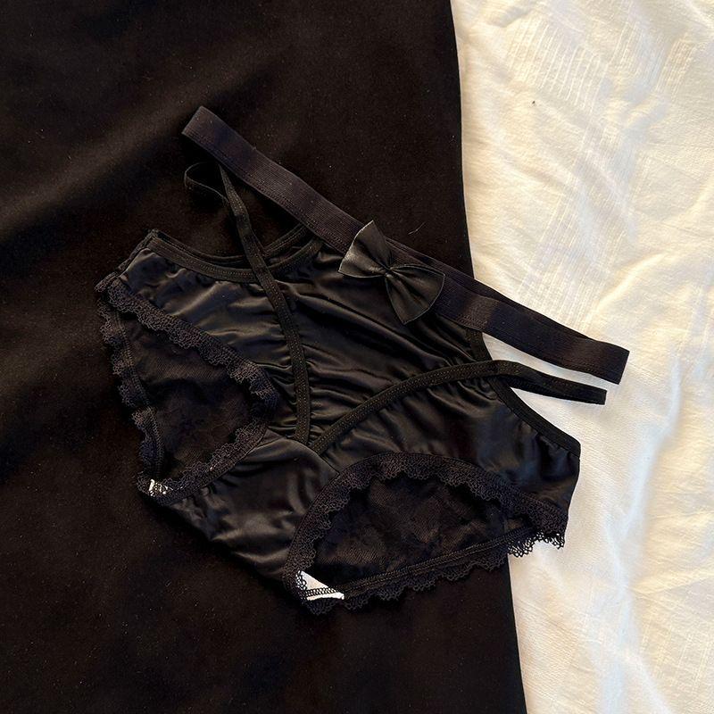Lace Satin Low Waist Women's Briefs - Sexy French Style with Thin Straps