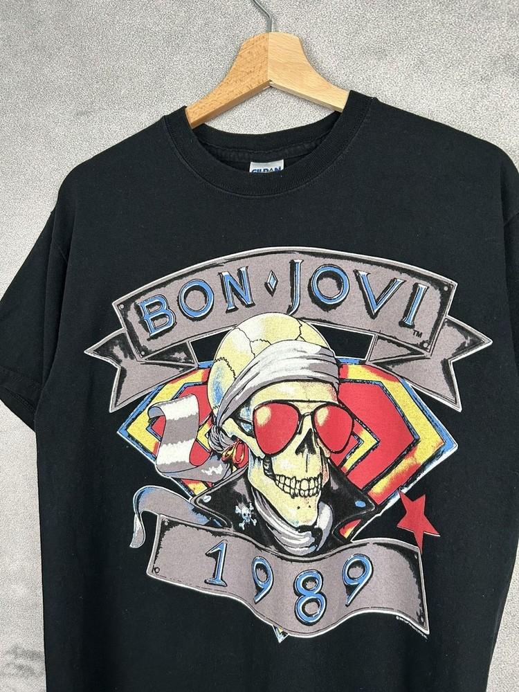 Bon Jovi Rock Band Tour Rare Graphic Black Short Sleeve Unisex Shirt  WA1235 Unisex T-Shirt XL