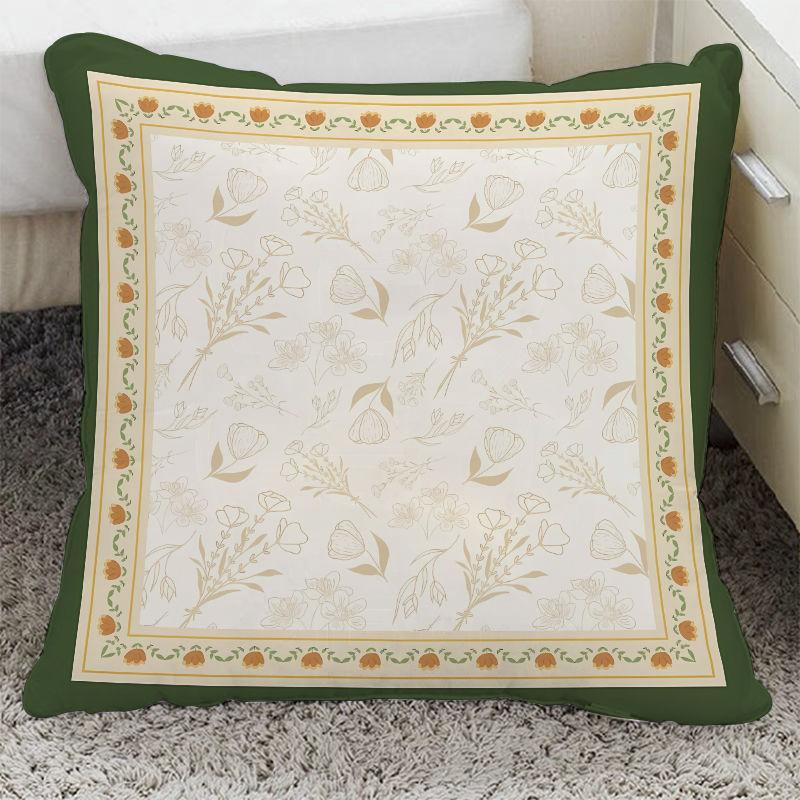 Light Luxury Pillow Retro Square Flower Decoration Sofa Ornaments Pillowcase New Chinese Style Removable and Washable Pillow Cushion