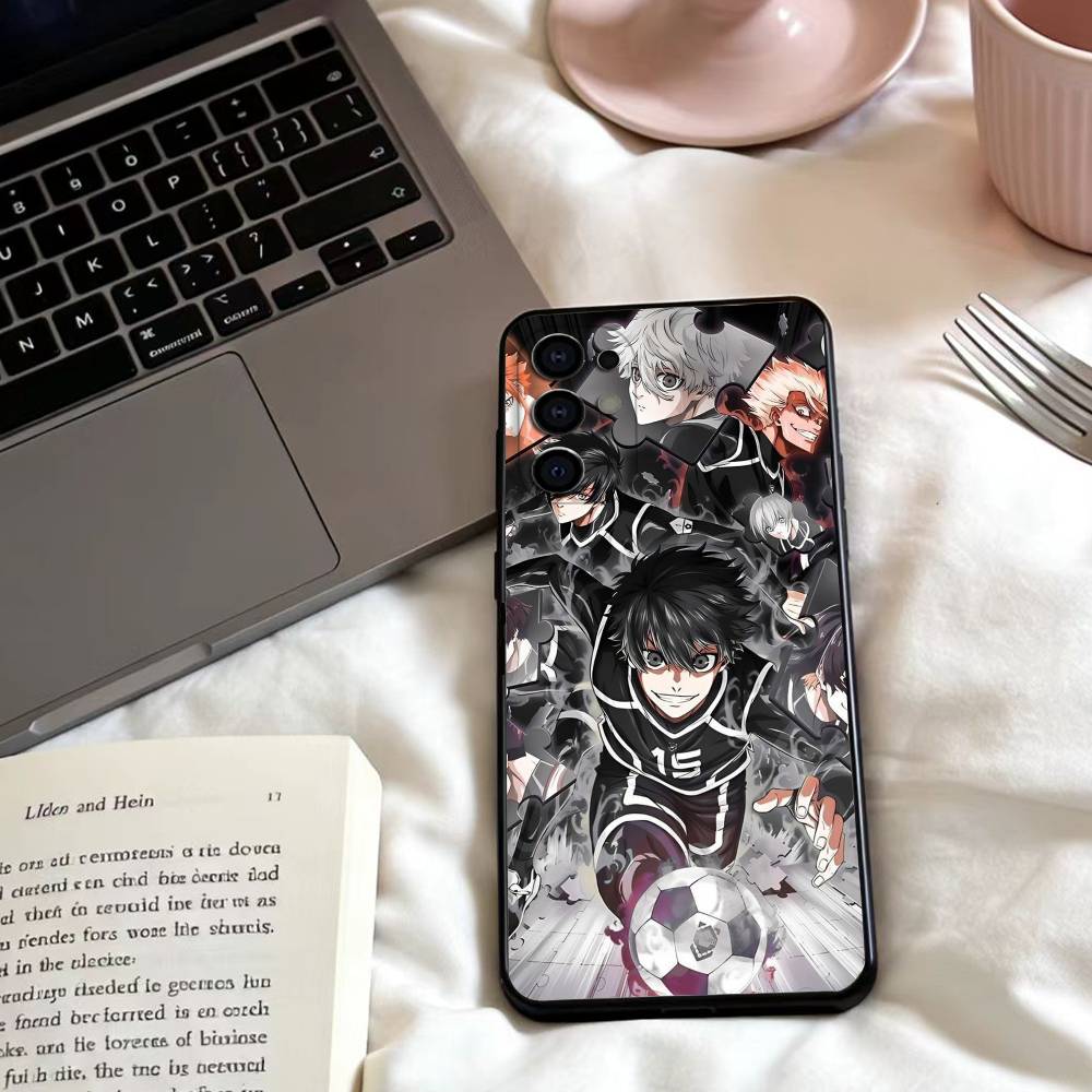 Anime B-Blue L-Lock S Phone Case For Samsung S25,24,23,22,30,21,10,9,Ultra,Plus,Lite,FE,4,5 G Soft Black Case