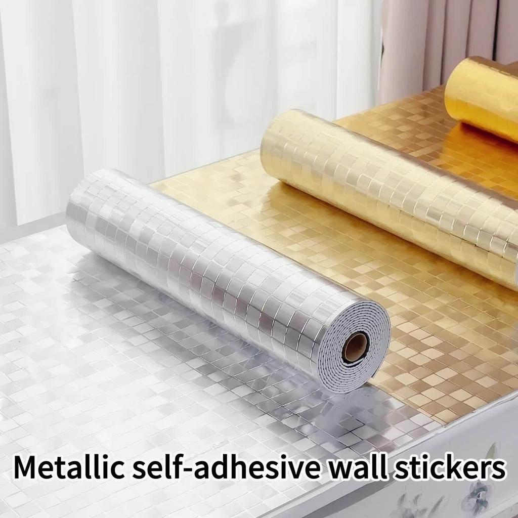 3D Mosaic Self-adhesive Wallpaper, Mirror Reflective Texture. Suitable for Bathroom Walls, Bathroom Waterproof Splashbacks