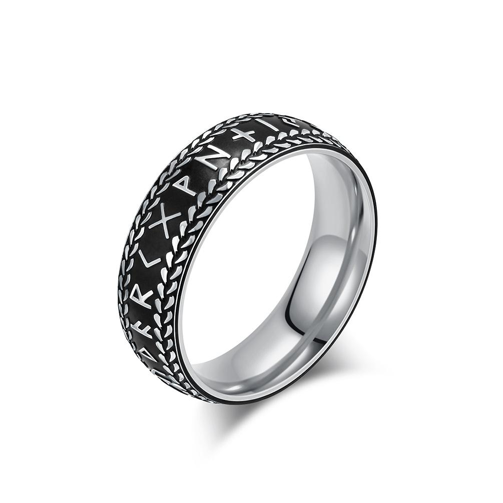 Nordic Retro Viking Luhn Character Titanium Steel Ring Ring Men s Cold Style Literary Trendy Hand Jewelry 7#