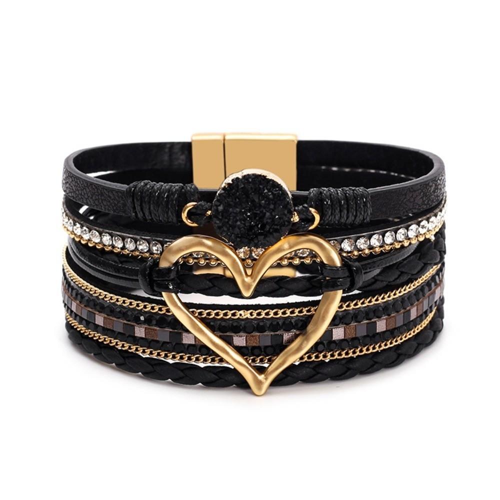 Magnetic Clasp Leather Bracelet Bangle Multi-layer Multi-Layer Bracelet  Festival Gift
