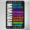 Motivational MAMAAM Metal Tin Sign with Colorful Phrases BIMAVE KIND HEELP - PUPFUL STRONG SMART LOVED for Home Decor, Man Cave,