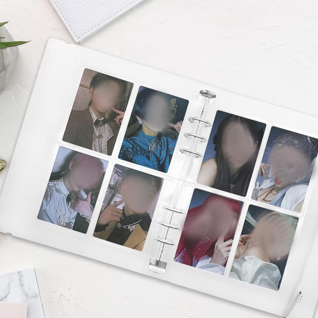 4 Pockets Top Loading Card Sleeves (200 Pockets) – Double-Sided Page Protector for 6 Ring Binder, Holds 2.7"x3.7" Cards: Kpop Photocard, Game