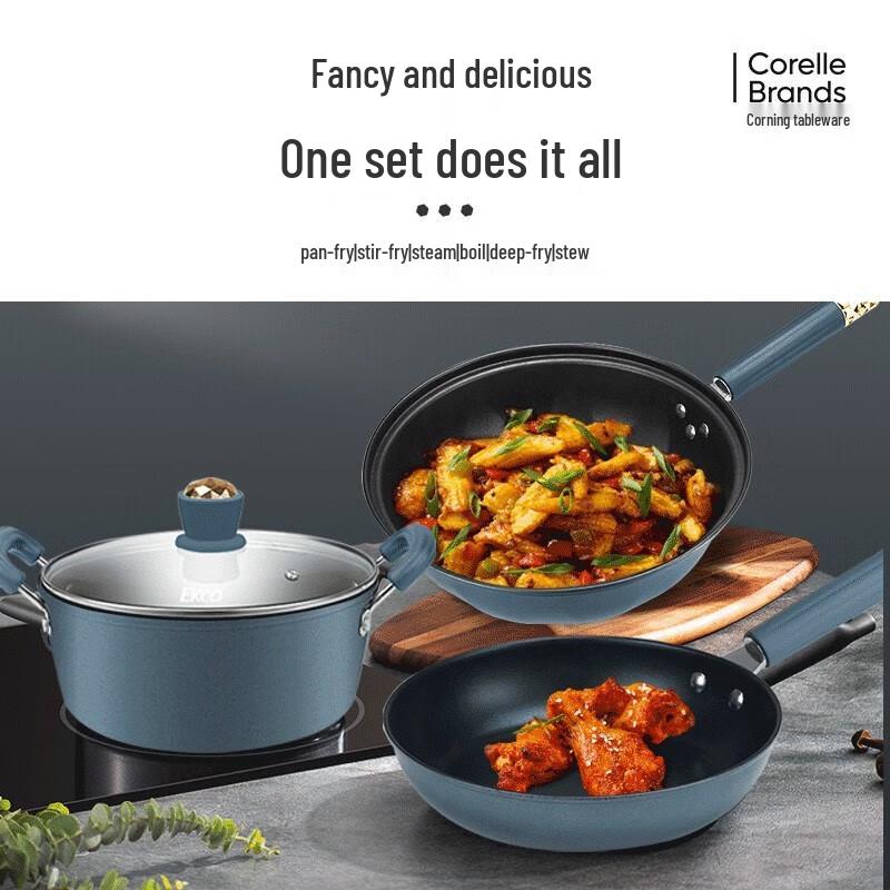 EKCO Blue Micro-Pressure 3-Piece Cookware Set