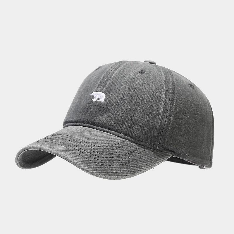 Bear Embroidery Baseball Cap Women Men Washed Cotton Baseball Hat Outdoor Sport Visors Snapback Cap Breathable Sun Hats