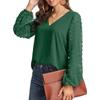 Women S V Neck Long Sleeve Chiffon Blouse Jacquard Loose Top