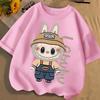 Labubu 3D Printed Parent Child Clothing Women's T-shirt Children's T-shirt Fun Anime Cartoon Printed Short Sleeve Top 100-160 S-6XL