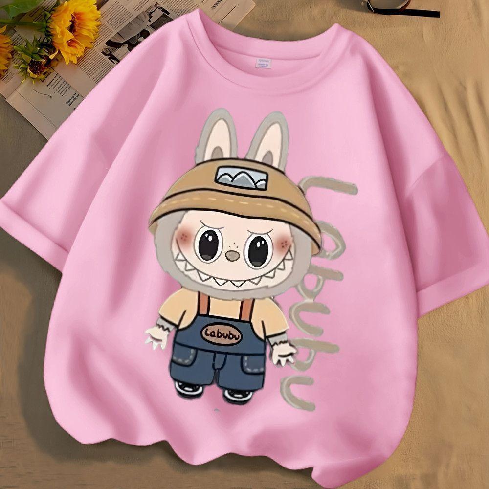 Labubu 3D Tištěné Oblečení Rodič Dítě Dámské Tričko Dětské Tričko Zábavné Anime Kreslené Tištěné Top s Krátkým Rukávem 100-160 S-6XL