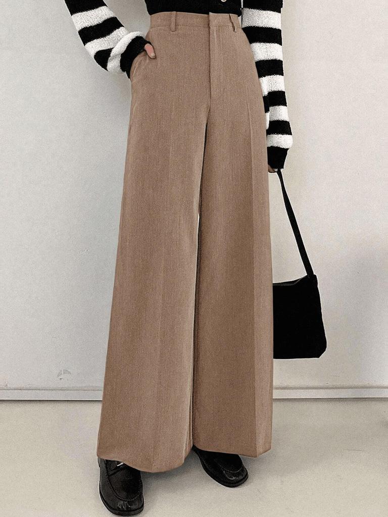 Petite High-Waist Straight-Leg Formal Trousers for Women