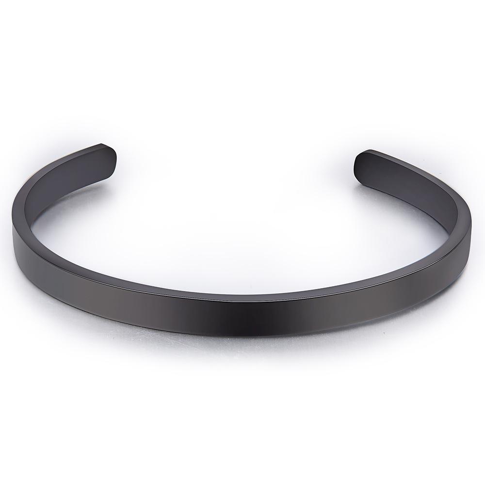 Stainless Steel C-Shaped Openable Bracelet, 5MM, 15CM, Smooth Surface, Engravable.