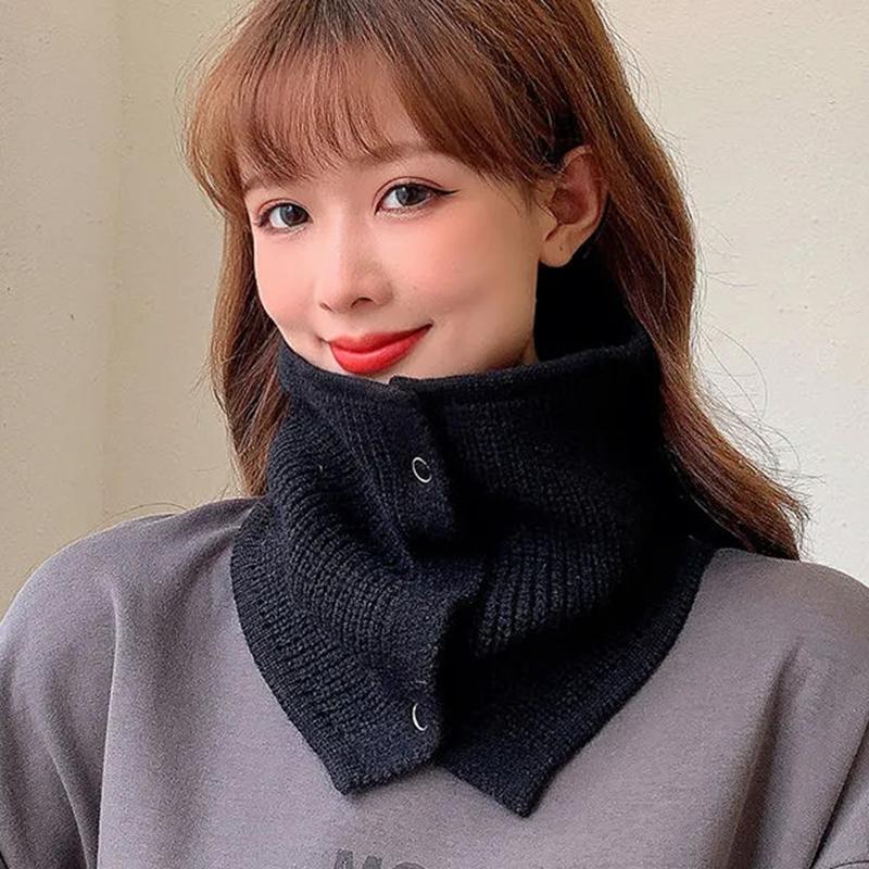Man Hedging Fake Collar Elastic Hooded Woolen Neck Guard Bib Pullover For Woman'S Single Loop Knit Button Folded Warm Scarf T39