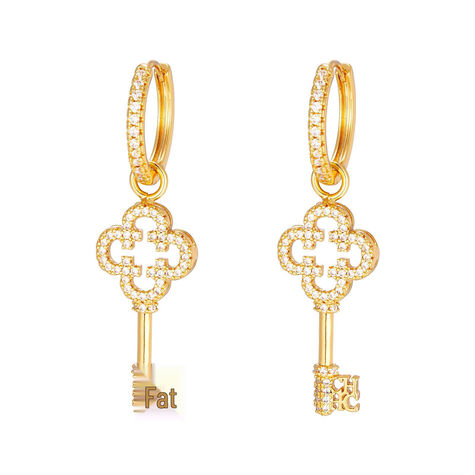 CHHC Full Diamond Earrings & Pendant: Women s Fashionable Key Collarbone Chain Jewelry - Elegant and Stylish