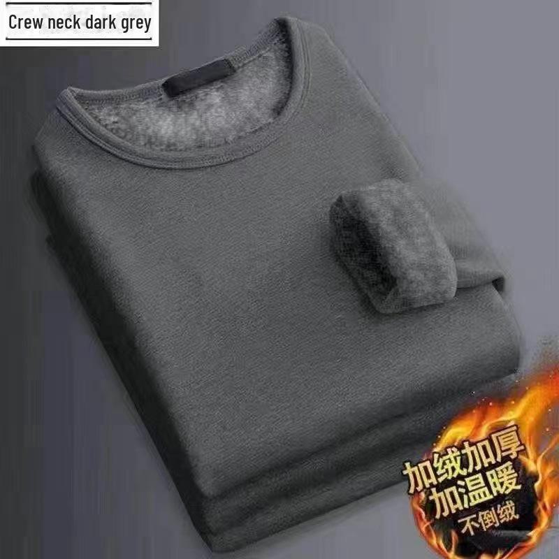 Men's Velvet-Thickened Thermal Long-Sleeve Slim-Fit T-Shirt in Solid Colors