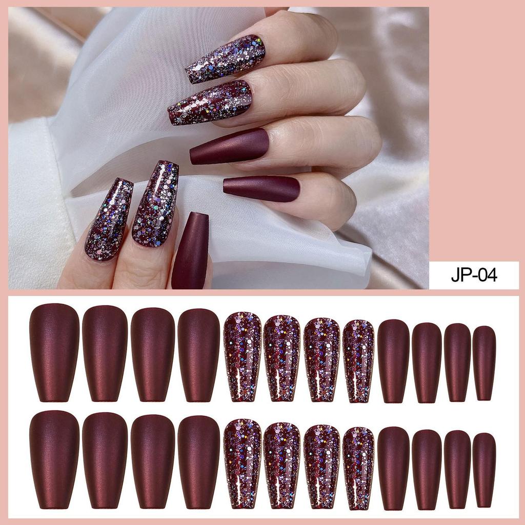 European & American Ballet-Coffin Fake Nails with Manicure Nail Art Stickers