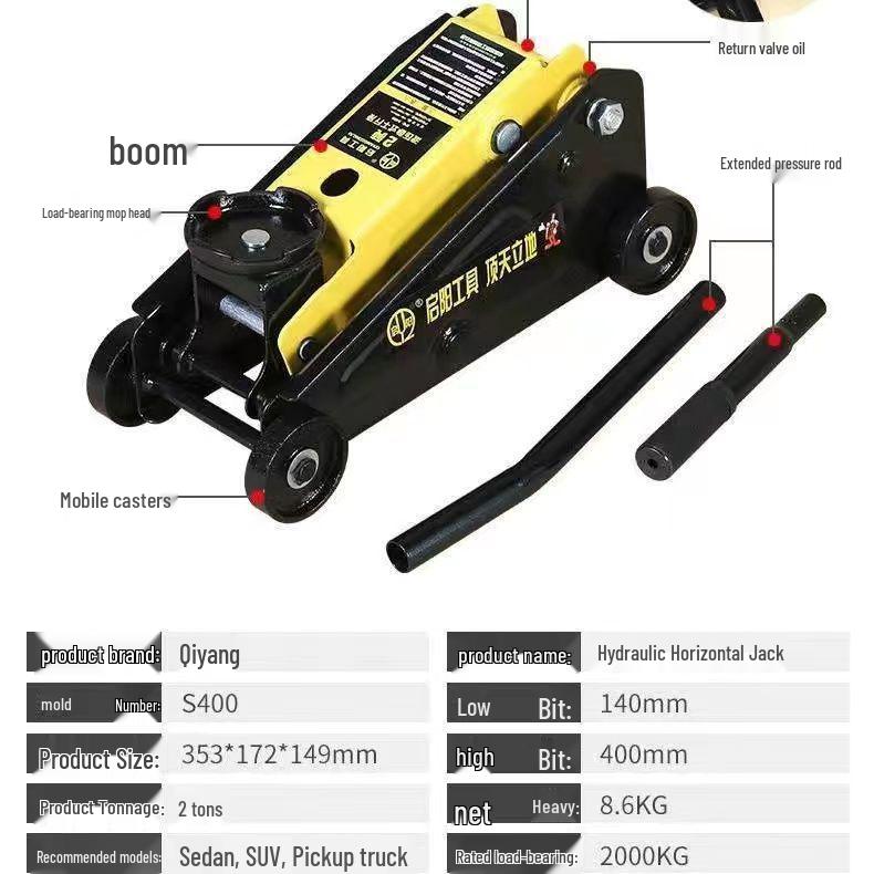 Ultra Low Profile 3 Ton Hydraulic Car Jack with Double Pump for Auto Repair and Tire Changes