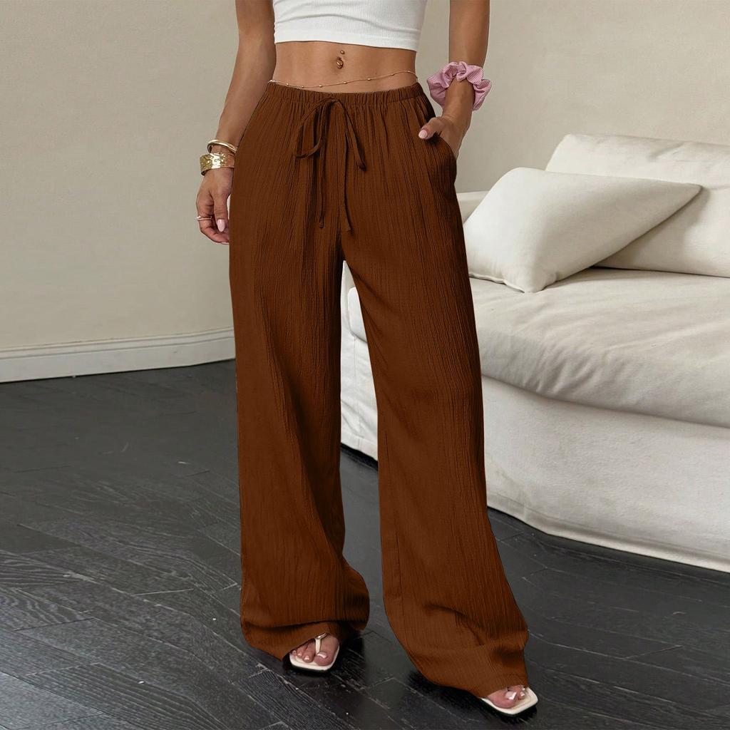 Women's Casual High Waist Loose Lace Wide Leg Pants