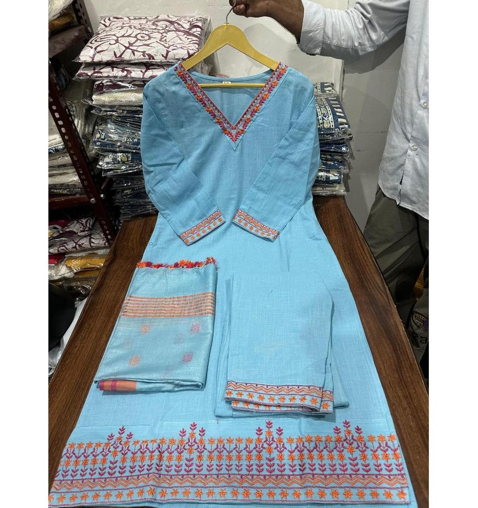 Indian Women Designer Kurta Pant Dupatta Set Bollywood Top Tunic Kurti Salwar Suit Dress