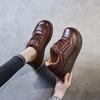Top Layer Cowhide Retro Lace Up Single Shoe for Women 2026 Spring and Autumn Versatile Wedge Heel Leather Shoes