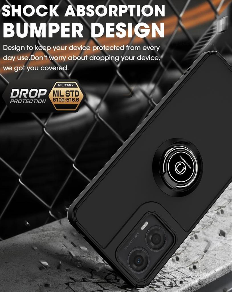 For Motorola Moto G04 G24 Cover Ring Magnetic Holder Stand Coque Funda Shockproof Matte PC Armor Phone Case