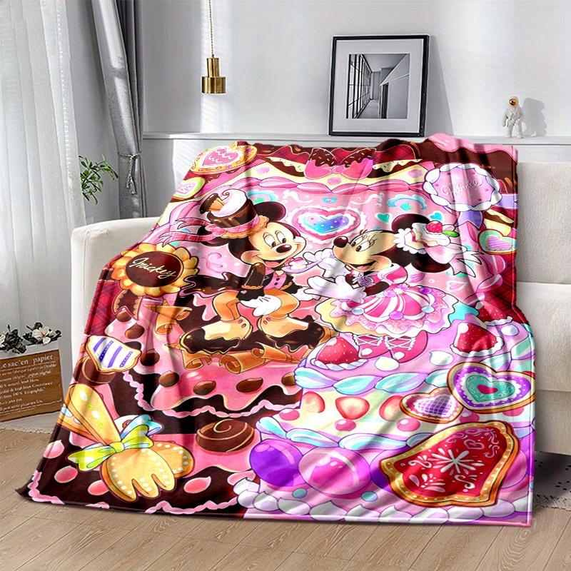1pc, Mickey and Minnie (1) Home Decor Flannel Blanket, Perfect Gift for Bedroom, Living Room, Travel, Camping, Car, Beach, Office Nap, Ideal Sofa Thro