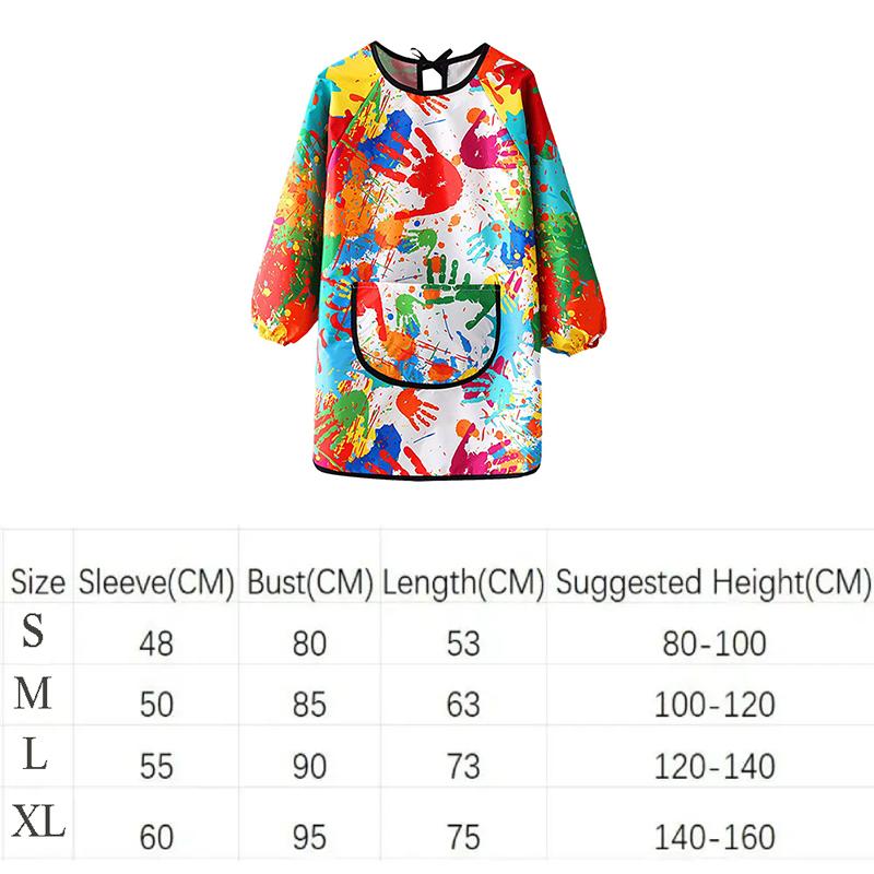 Waterproof Children Painting Apron Long Sleeved Dressing Cloth Cover Feeding Smock Boys'& Girls' Painting Handwork Baking Aprons