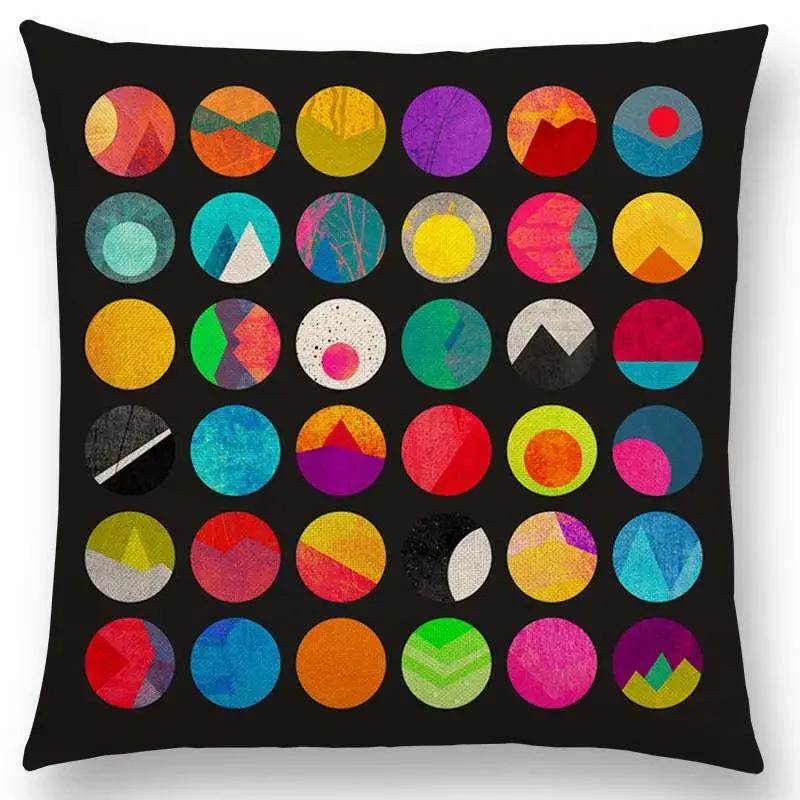 New Abstract Colourful Geometric Pattern Dreamlike Square Round Triangles Sector Diamond Gorgeous Cushion Cover Car Pillow Case