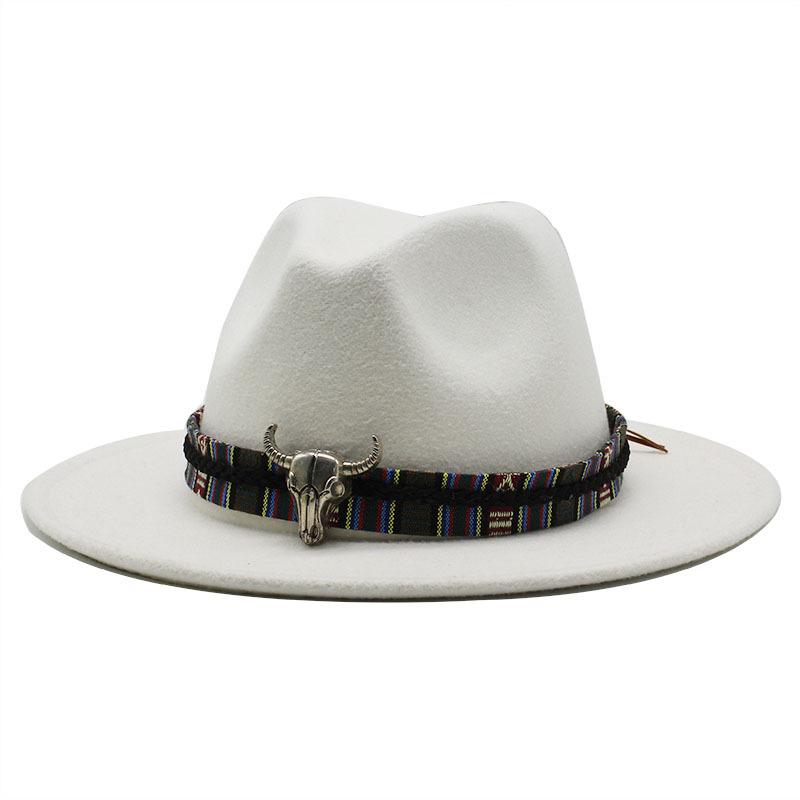 Woolen Jazz Top Hat Women'S Minority Style Flat-Brimmed Big Eaves Hat