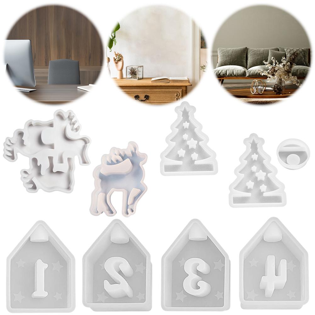 Silikonformen Epoxidgussform Weihnachts-Elch DIY Weihnachtsform 3D Weihnachts-Silikonform für Resin-Gießen DIY Gips Polymer Clay